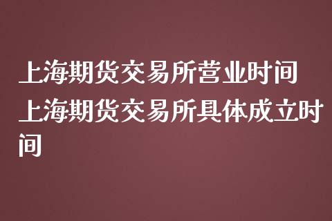 上海期货交易所营业时间 上海期货交易所具体成立时间_https://www.londai.com_期货投资_第1张